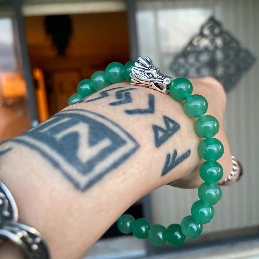 Men or women genuine jade dragon bead bracelet - Picture 5 of 9